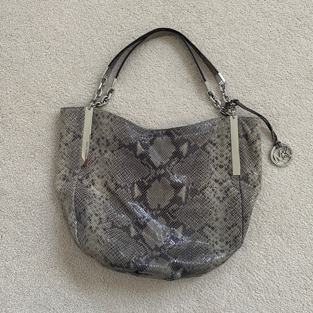 Michael Kors Gray Snake Print Hobo Shoulder Bag
